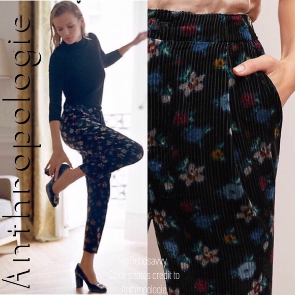 NWT ANTHROPOLOGIE ett:twa Blooming Velvet Pants XS - Picture 2 of 3